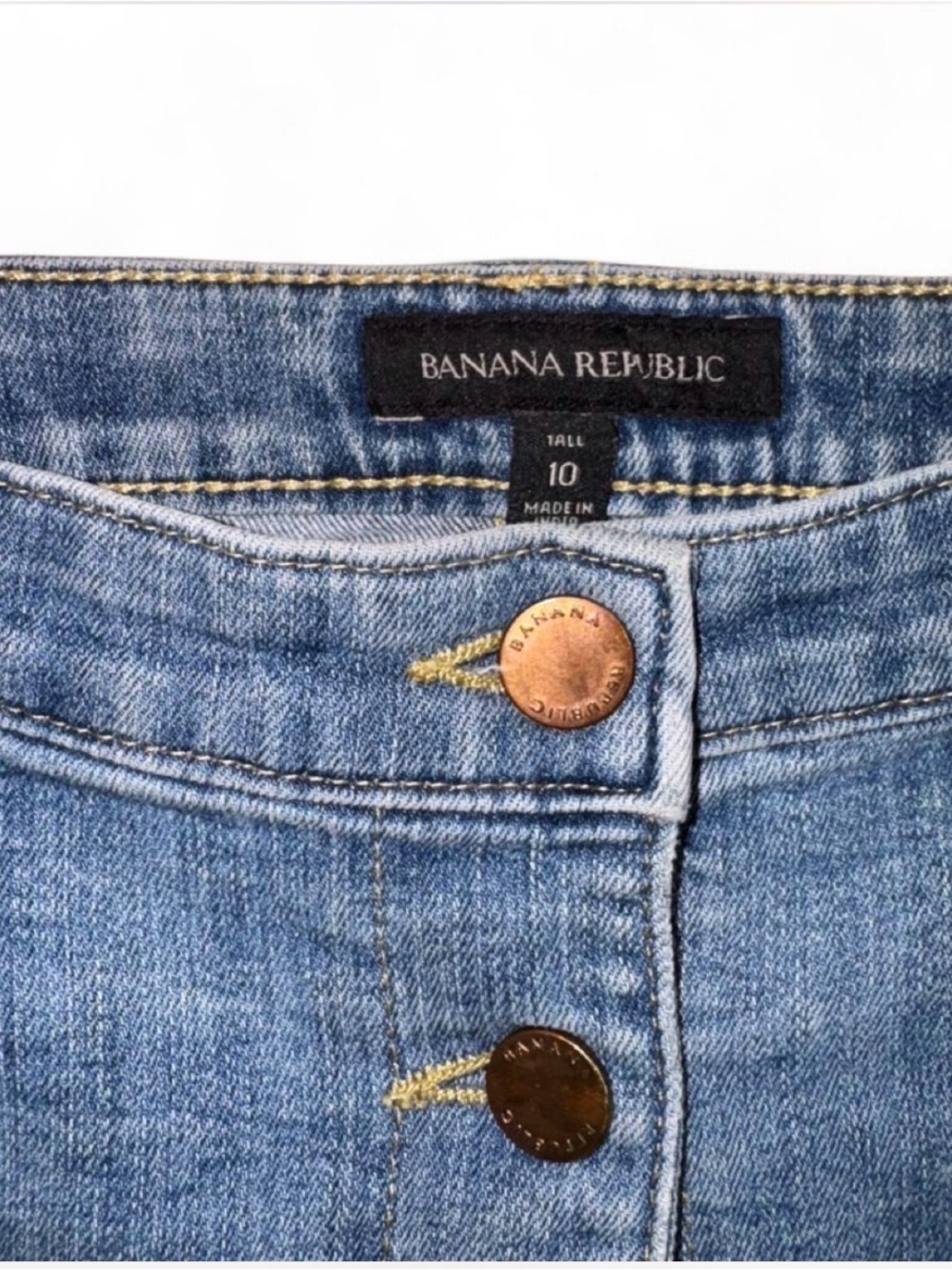 Banana Republic Straight Light Blue Denim Button-Front Pencil women’s Skirt. - Picture 4 of 7